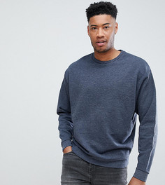 Темно-синий меланжевый oversized-свитшот с двойным воротом ASOS DESIGN Tall organic