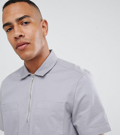 Серая оversize-рубашка без застежки с молнией ASOS DESIGN Tall-Серый