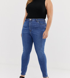 Синие джинсы скинни с завышенной талией ASOS DESIGN Curve Ridley-Синий