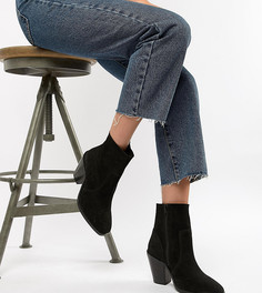 Замшевые полусапожки для широкой стопы в стиле вестерн с эффектом носка ASOS DESIGN Espresso-Черный