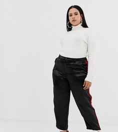 Атласные брюки-сигареты ASOS DESIGN Curve-Черный