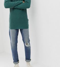 Узкие выбеленные джинсы плотностью 12,5 унций с рваными коленками ASOS DESIGN Tall-Синий