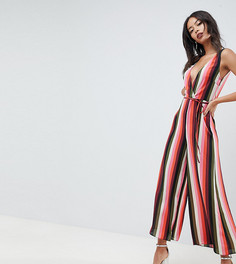 Комбинезон в полоску с запахом ASOS DESIGN Tall-Мульти
