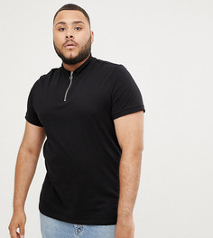 Черная футболка с высоким воротом на молнии ASOS DESIGN Plus-Черный