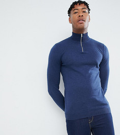 Темно-синий трикотажный джемпер с молнией до груди ASOS DESIGN Tall