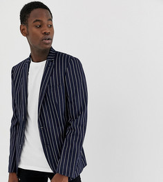 Темно-синий блейзер скинни в полоску ASOS DESIGN Tall