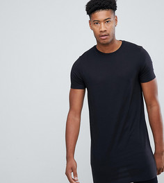 Черная длинная футболка с круглым вырезом ASOS DESIGN Tall-Черный