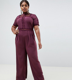 Чайный комбинезон с кружевными вставками ASOS DESIGN Curve-Фиолетовый