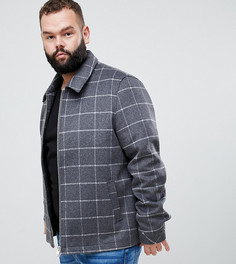 Полушерстяная куртка в клетку на молнии ASOS DESIGN Plus-Серый