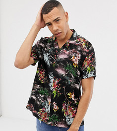 Черная свободная рубашка с цветочным принтом ASOS DESIGN Tall-Черный