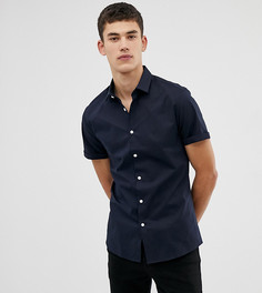 Приталенная рубашка с короткими рукавами ASOS DESIGN Tall-Темно-синий