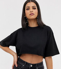 Черная суперкороткая футболка с необработанным краем ASOS DESIGN Tall-Черный