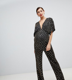 Комбинезон с запахом и рукавами-кимоно Flounce London Maternity-Черный