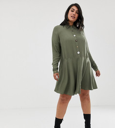 Свободное платье-рубашка мини с контрастными пуговицами ASOS DESIGN Curve-Зеленый