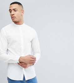 Приталенная рубашка с горловиной на пуговице Selected Homme-Белый