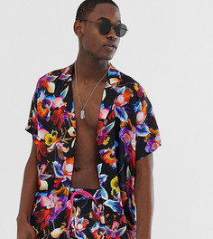 Комбинируемая свободная рубашка с цветочным принтом ASOS DESIGN Tall-Черный