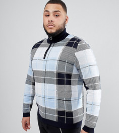 Джемпер в клетку с высоким воротом и молнией ASOS DESIGN Plus-Мульти