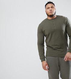 Свитшот цвета хаки в крапинку с воротником с пуговицами ASOS DESIGN Plus-Зеленый