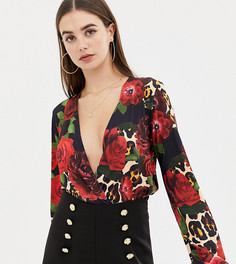 Трикотажный боди с принтом Flounce London Tall-Мульти