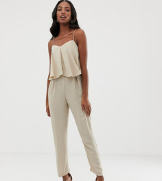 Комбинезон галифе на тонких двойных бретельках ASOS DESIGN Tall-Бежевый