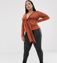 Лонгслив с узлом ASOS DESIGN Curve-Оранжевый