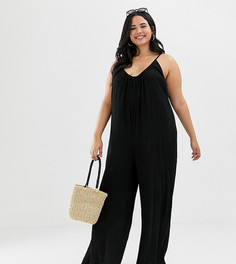 Комбинезон из жатой ткани с глубоким вырезом сзади ASOS DESIGN Curve-Черный