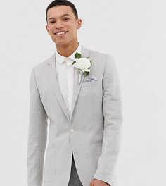 Серый супероблегающий льняной блейзер ASOS DESIGN Tall Wedding