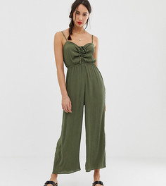 Комбинезон на бретелях со сборками на лифе ASOS DESIGN Tall-Зеленый