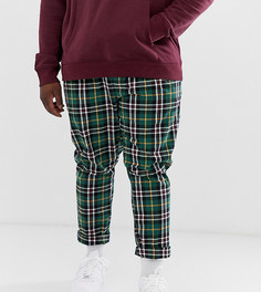 Брюки-сигареты в зеленую клетку тартан со складками ASOS DESIGN Plus-Зеленый