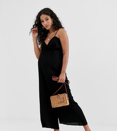 Комбинезон на бретелях с присборенным лифом ASOS DESIGN Maternity-Черный