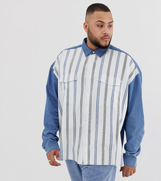 Джинсовая oversize-рубашка в стиле 90-х в полоску ASOS DESIGN Tall-Синий