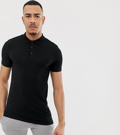 Черное обтягивающее трикотажное поло ASOS DESIGN Tall-Черный