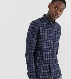 Узкая рубашка в сине-серую клетку ASOS DESIGN Tall-Темно-синий