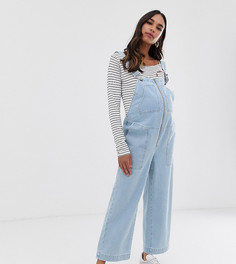 Светлый джинсовый комбинезон в стиле милитари ASOS DESIGN Maternity-Синий