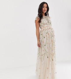 Сетчатое платье макси с цветочной вышивкой и пайетками ASOS DESIGN Maternity-Мульти