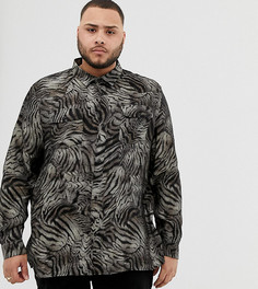 Светло-коричневая рубашка с тигровым принтом River Island Big & Tall-Светло-коричневый