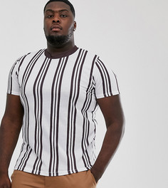 Бело-бордовая футболка в вертикальную полоску ASOS DESIGN Plus-Мульти