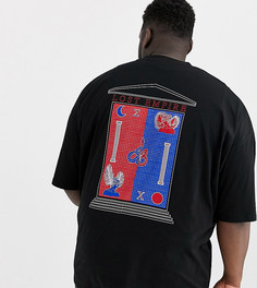 Oversize-футболка с принтом на спине и карманом на груди ASOS DESIGN Plus-Черный