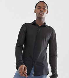 Черная сетчатая рубашка зауженного кроя ASOS DESIGN Tall-Черный