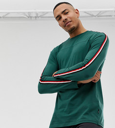 Зеленый лонгслив с полосками на рукавах Burton Menswear Big & Tall