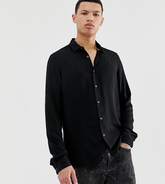 Черная рубашка классического кроя из вискозы ASOS DESIGN Tall-Черный