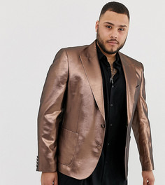 Пиджак скинни медного цвета с эффектом металлик в стиле 70-х ASOS DESIGN Plus-Золотой