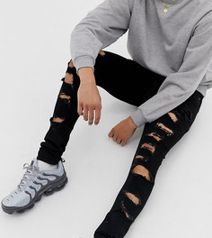 Черные джинсы с напылением и рваной отделкой ASOS DESIGN Tall-Черный