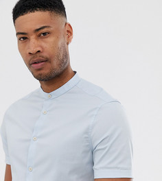Голубая облегающая рубашка с воротником на пуговице ASOS DESIGN Tall-Синий