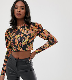 Лонгслив с пышными рукавами и принтом пейсли ASOS DESIGN Tall-Мульти