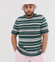 Зеленая трикотажная футболка в полоску ASOS DESIGN Plus-Зеленый