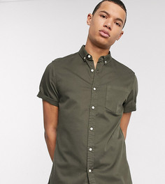 Эластичная приталенная джинсовая рубашка цвета хаки ASOS DESIGN Tall-Зеленый