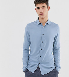 Обтягивающая синяя рубашка из вискозы ASOS DESIGN Tall-Синий