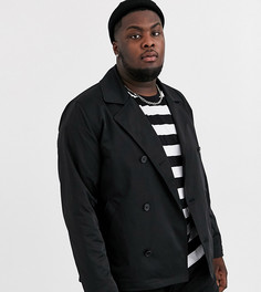 Двубортное пальто-бушлат ASOS DESIGN Plus-Черный