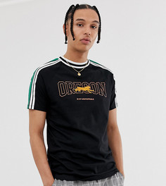 Свободная футболка с принтом и рукавами в полоску ASOS DESIGN Tall-Черный
